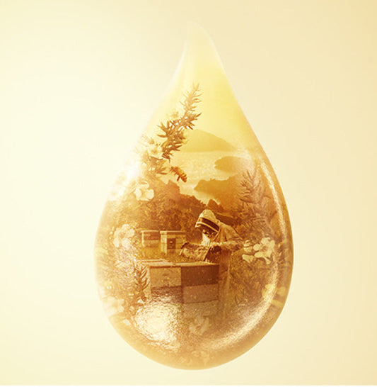 Honey drop with beekeeper