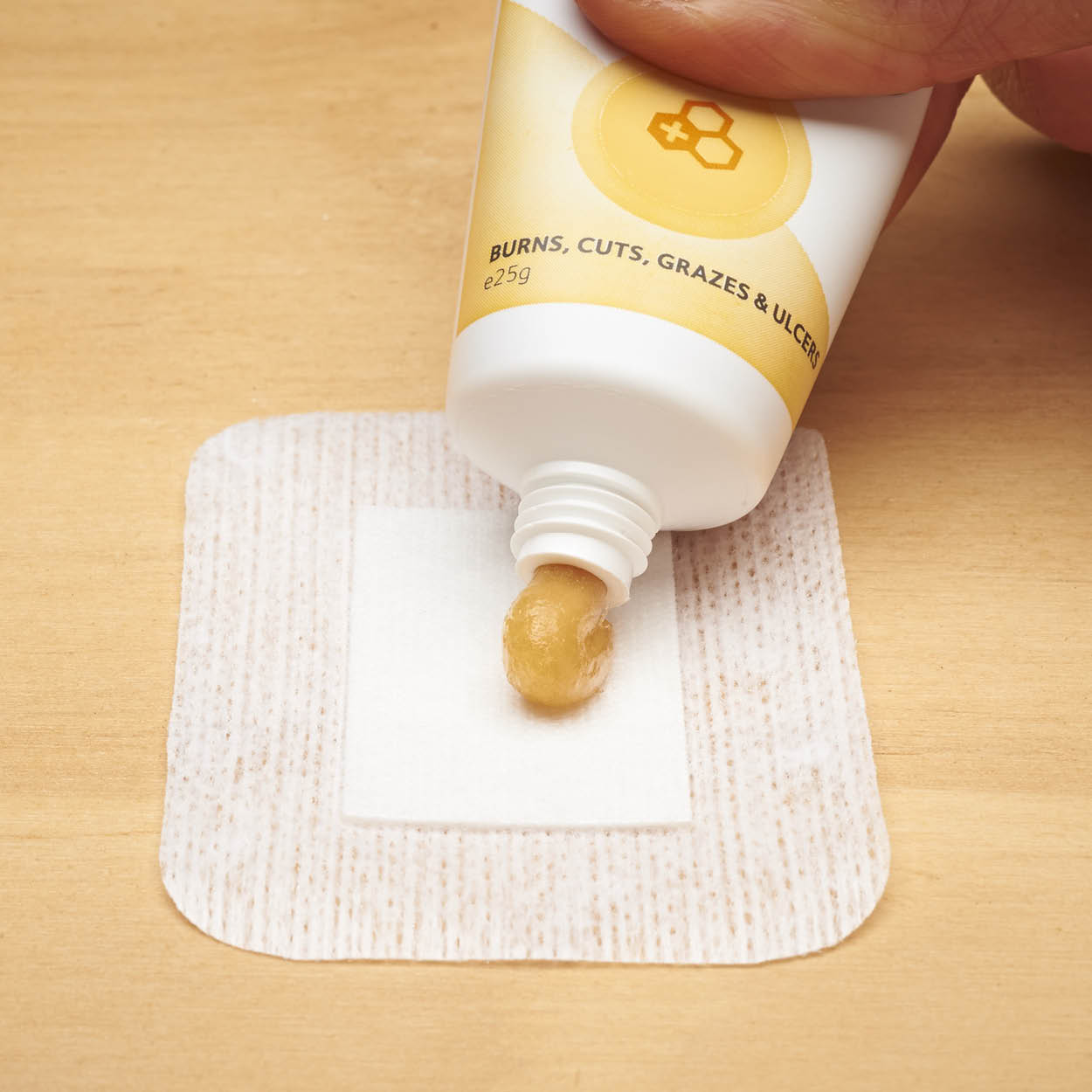 woundgel being added to a plaster