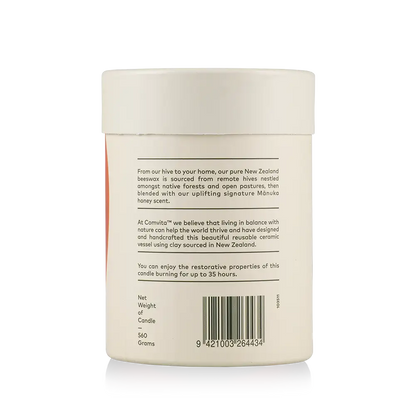 Mānuka Honey Scented Beeswax Candle box back