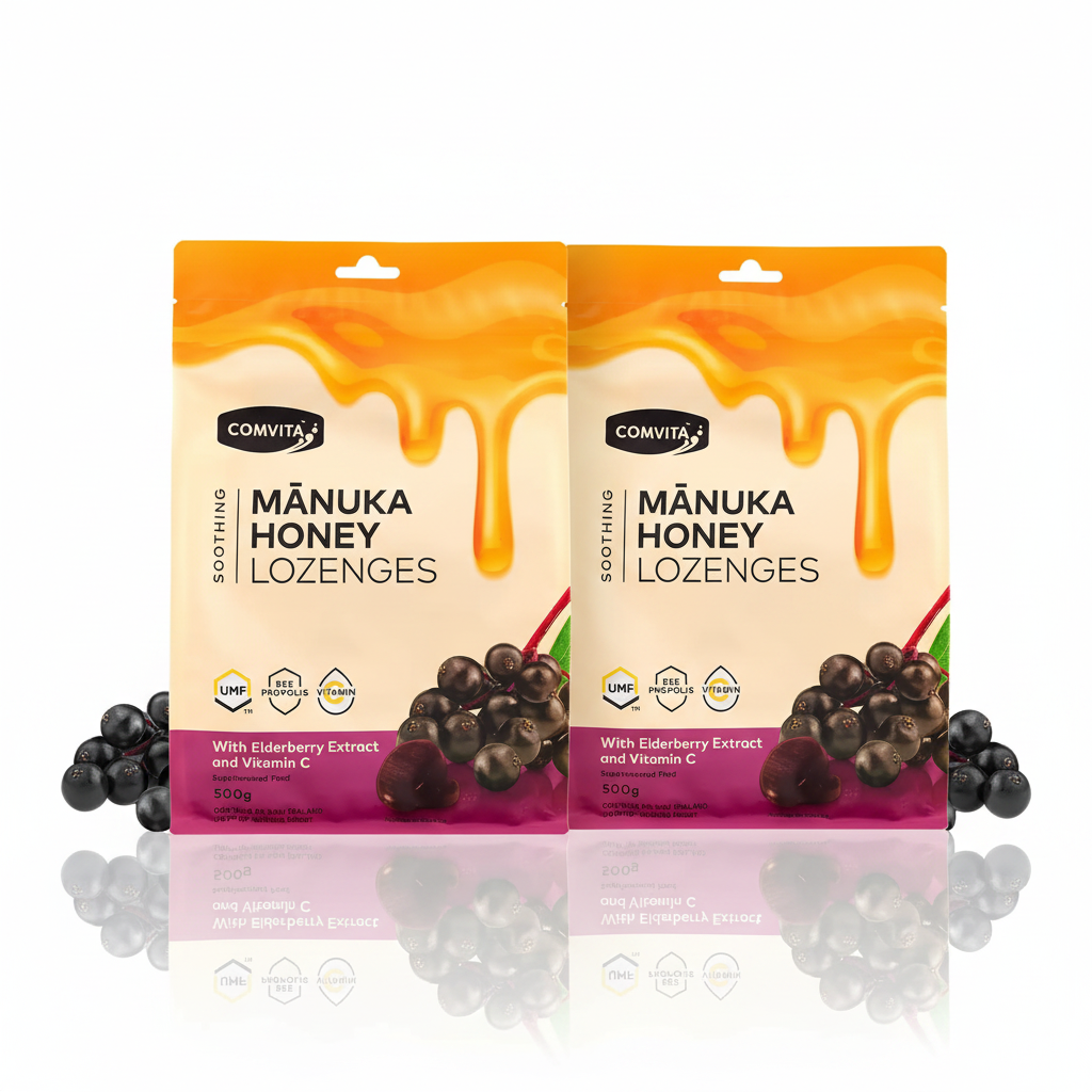 2 Pack Elderberry with Vitamin C - Mānuka Honey Lozenges 500g