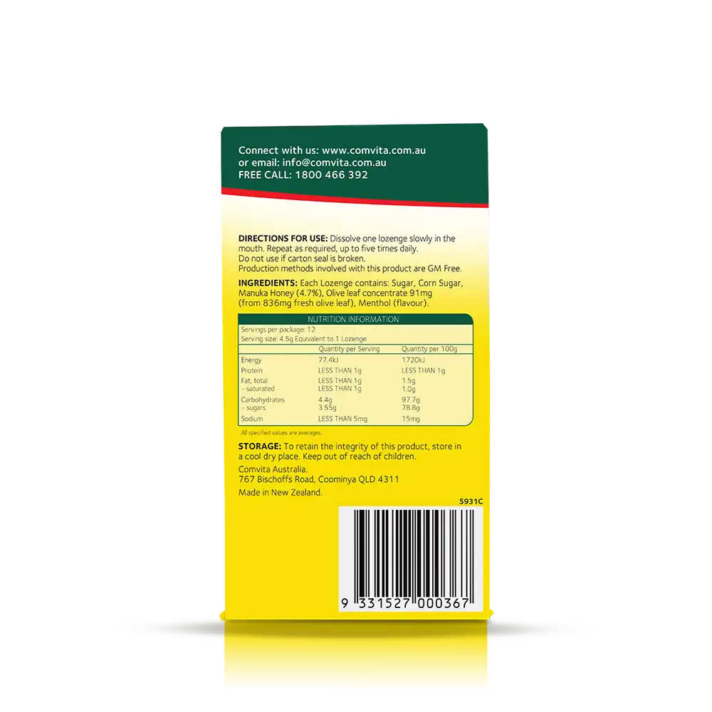 Lozenges - Olive Leaf Extract with Mānuka Honey B