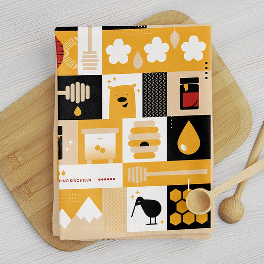 Kiwiana Tea towel in use
