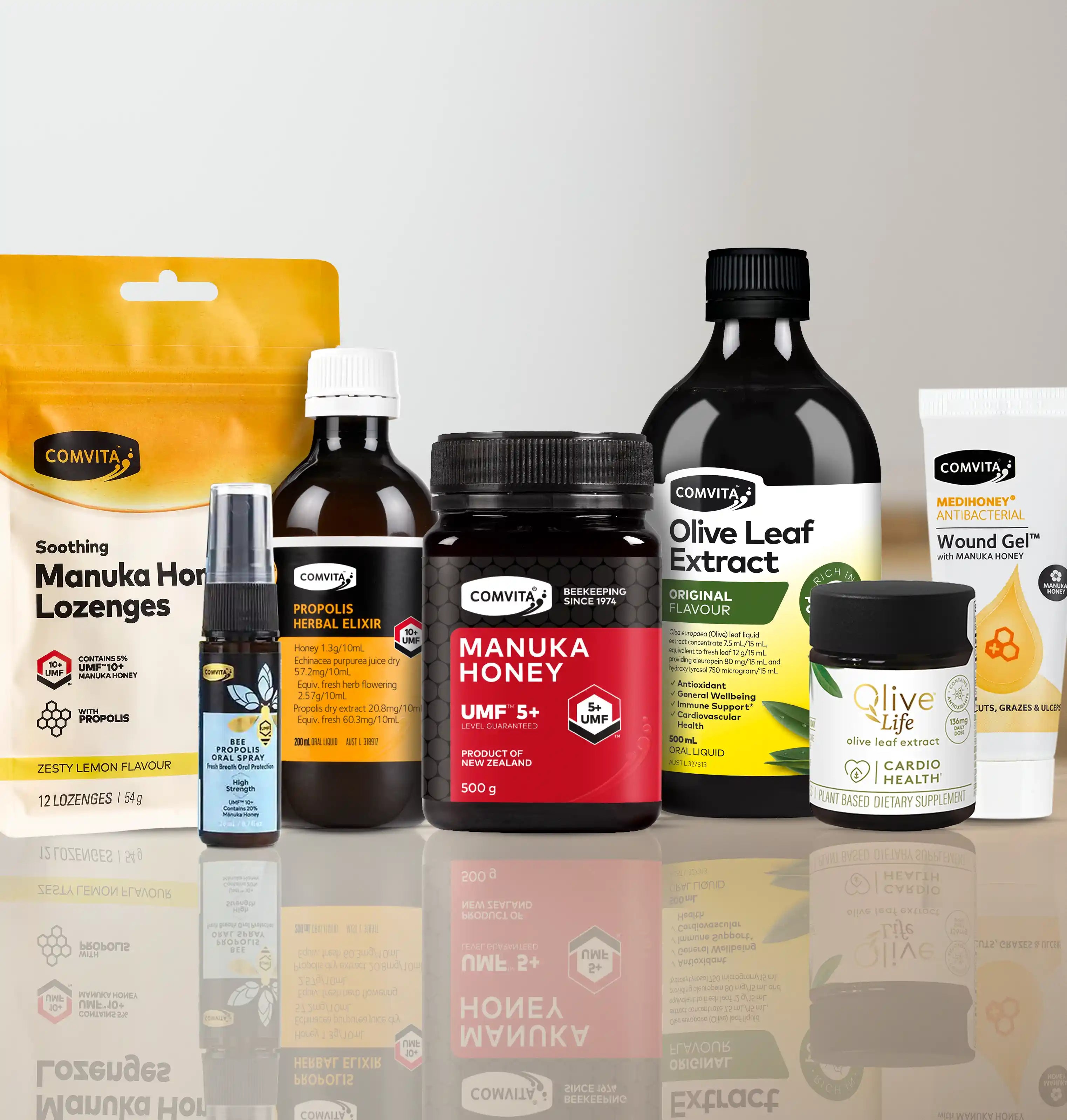 Range of product on a bench