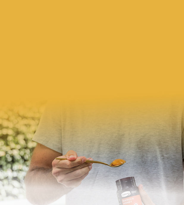 man taking manuka honey for his gut health