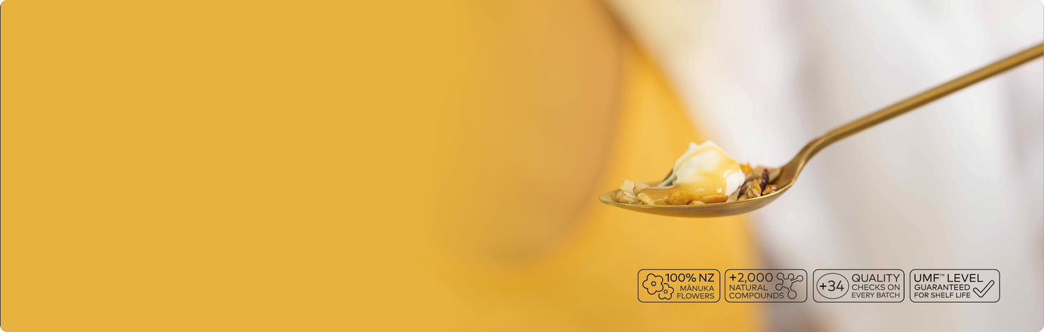 manuka honey on spoonful of cereal