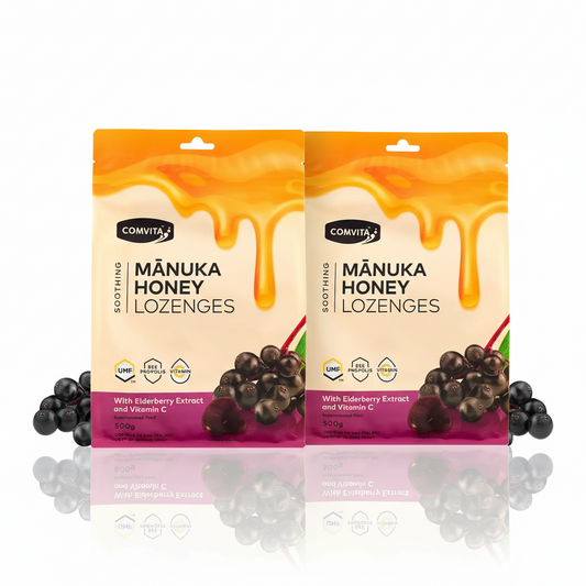 2 Pack Elderberry with Vitamin C  - Mānuka Honey Lozenges 500g
