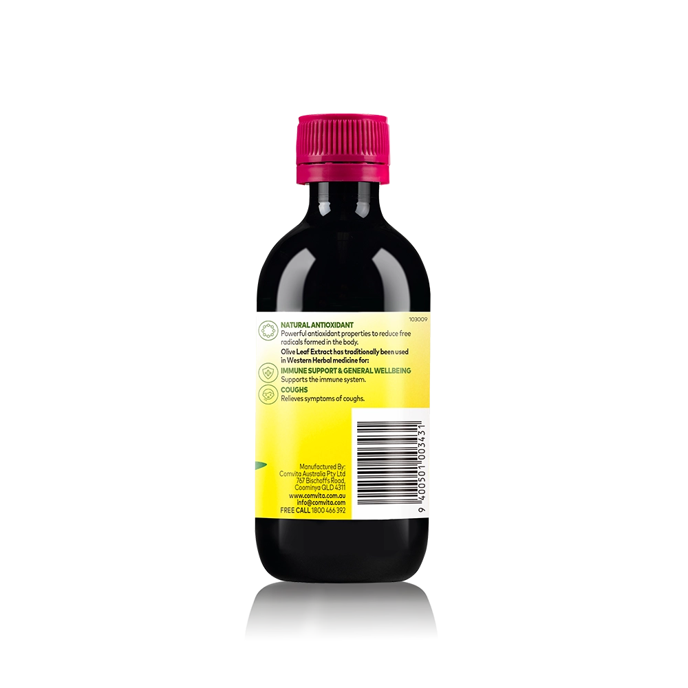Children’s Olive Leaf Extract - Mixed Berry  Bottle Side